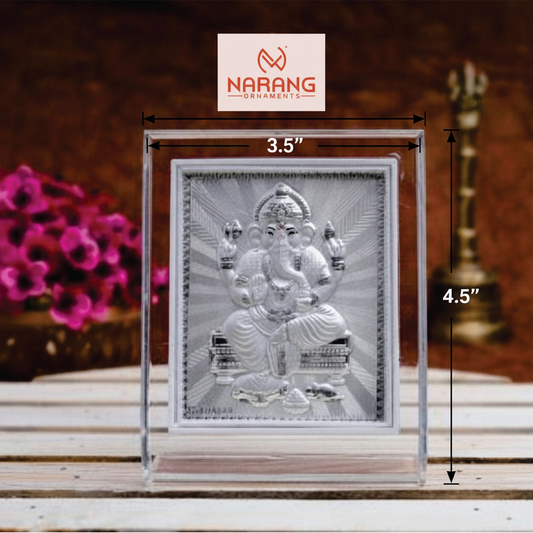 Ganeshji Frame - 999 Pure silver , 3.5 x 4.5 Inch