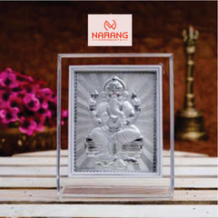 Ganeshji Frame - 999 Pure silver , 3.5 x 4.5 Inch