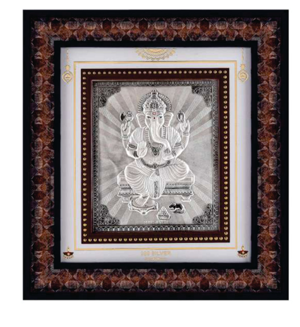 Ganeshji Frame - 999 Pure silver , 10 x 11 Inch