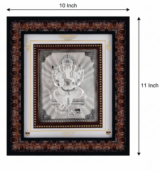 Ganeshji Frame - 999 Pure silver , 10 x 11 Inch