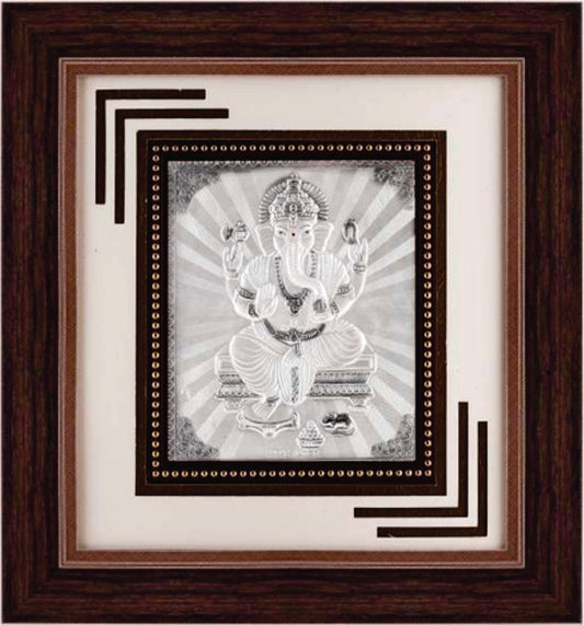 Ganeshji Frame - 999 Pure silver , 12 x 13 Inch