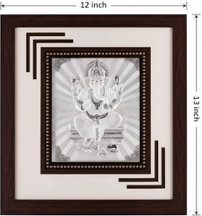 Ganeshji Frame - 999 Pure silver , 12 x 13 Inch
