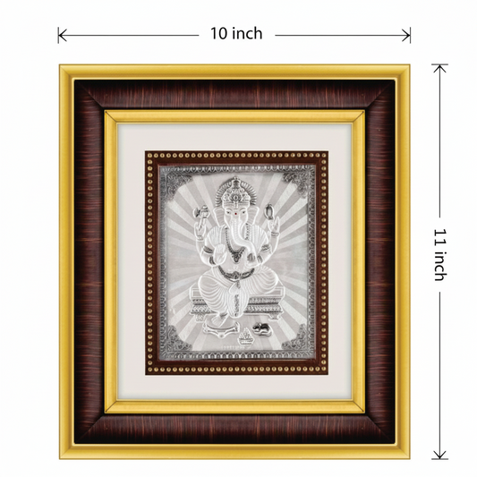 Ganeshji Frame - 999 Pure silver , 10 x 11 Inch