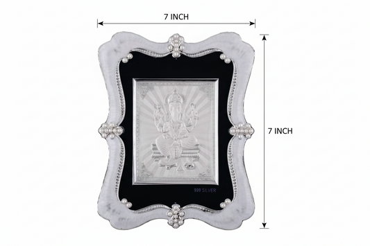 Ganeshji Frame - 999 Pure silver , 7 x 9 Inch