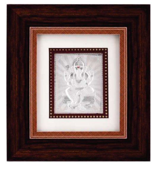 Ganeshji Frame - 999 Pure silver , 7 x 8 Inch