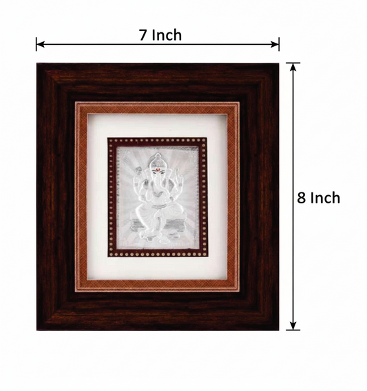 Ganeshji Frame - 999 Pure silver , 7 x 8 Inch