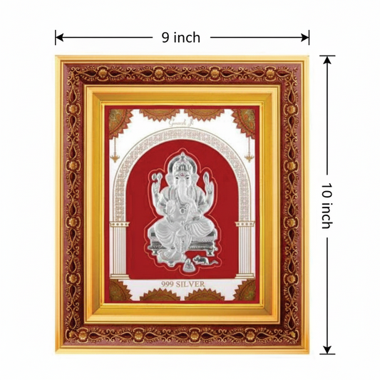 Ganeshji Frame - 999 Pure silver , 9 x 10 Inch