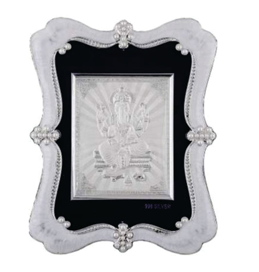 Ganeshji Frame - 999 Pure silver , 7 x 9 Inch