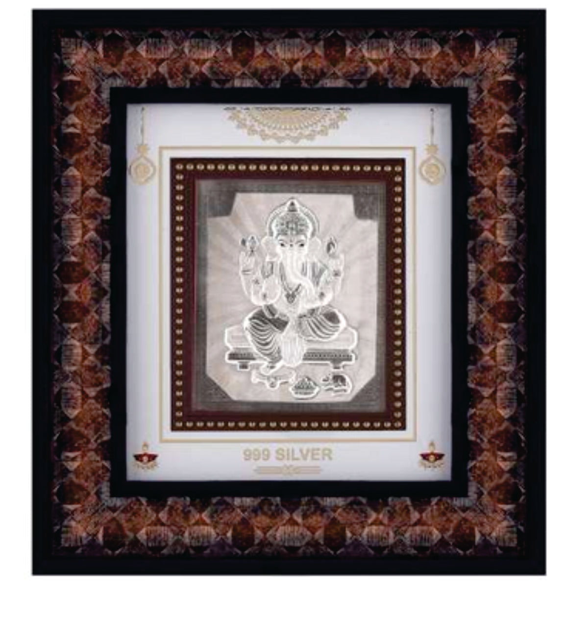 Ganeshji Frame - 999 Pure silver , 9 x 10 Inch
