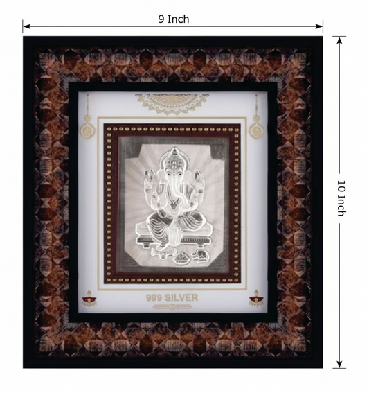 Ganeshji Frame - 999 Pure silver , 9 x 10 Inch