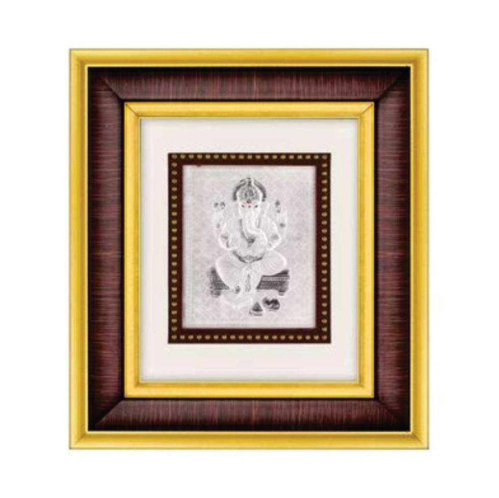 Ganeshji Frame - 999 Pure silver , 7 x 8 Inch