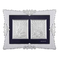 Ganeshji-Laxmiji Frame - 999 Pure silver , 7 x 9 Inch