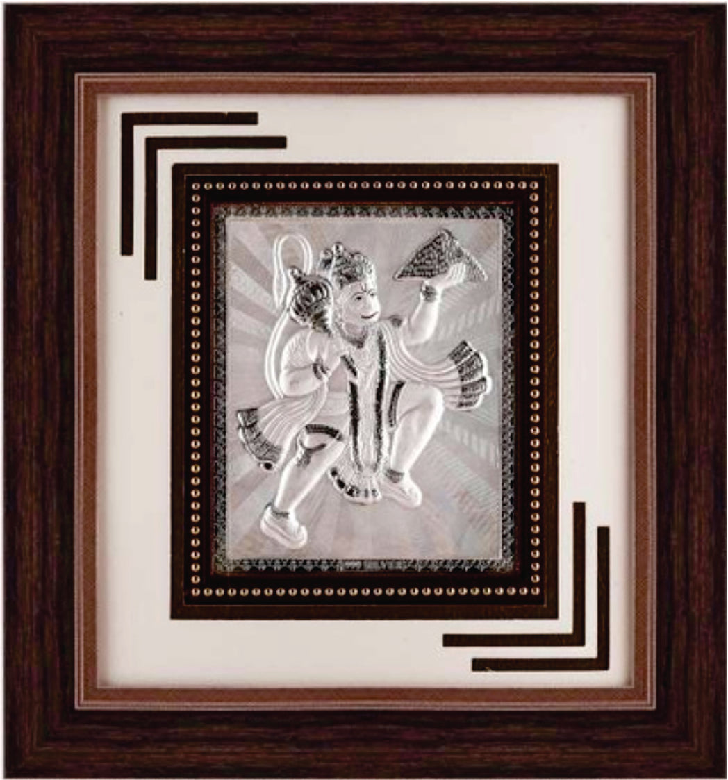 Hanumanji Frame - 999 Pure silver , 12 x 13 Inch