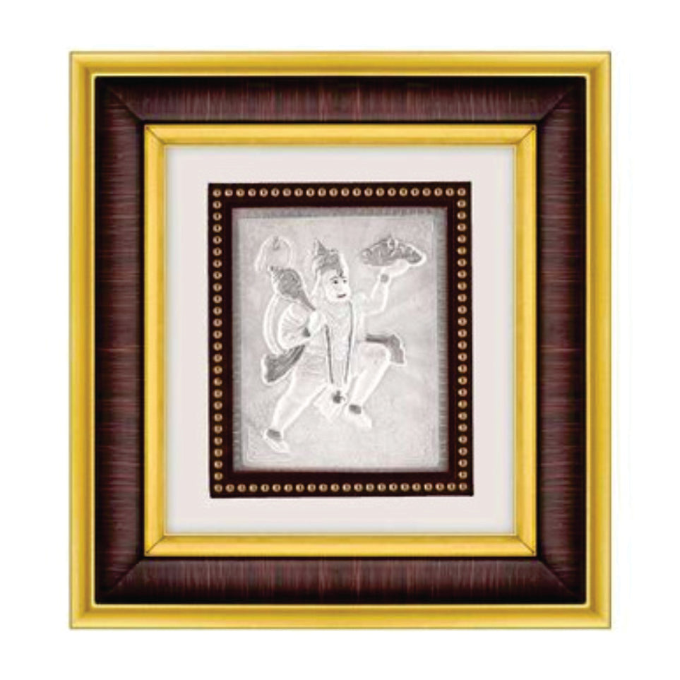 Hanumanji Frame - 999 Pure silver , 8.5 x 9.5 Inch