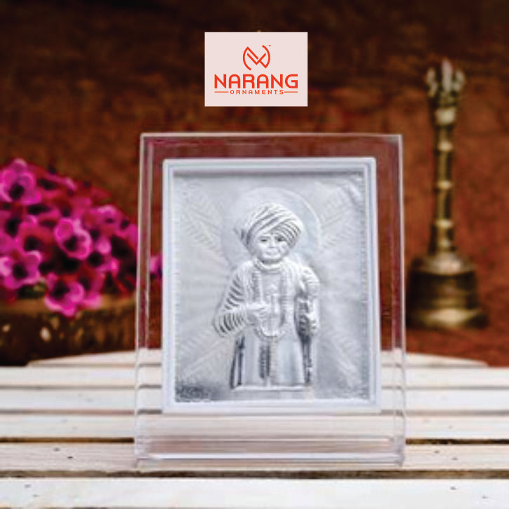 Jalaram Bapa Frame- 999 Pure silver , 3.5 x 4.5 Inch
