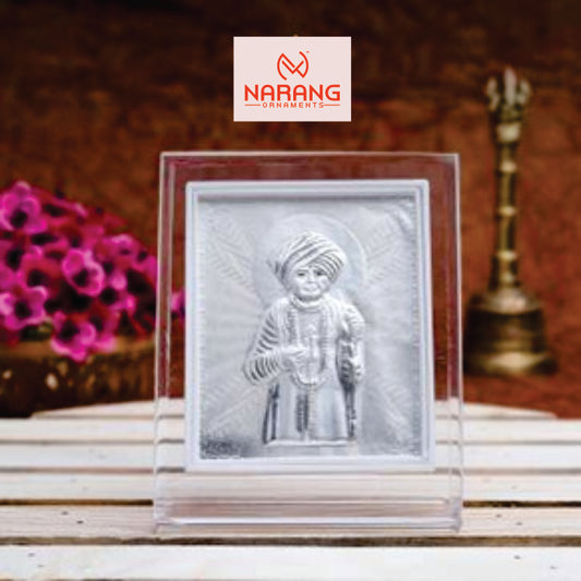 Jalaram Bapa Frame- 999 Pure silver , 3.5 x 4.5 Inch