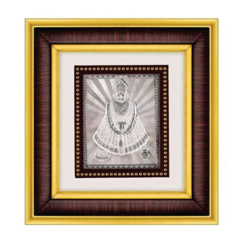 Khatu Shyam Frame - 999 Pure silver , 8.5 x 9.5 Inch