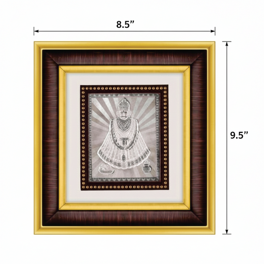 Khatu Shyam Frame - 999 Pure silver , 8.5 x 9.5 Inch
