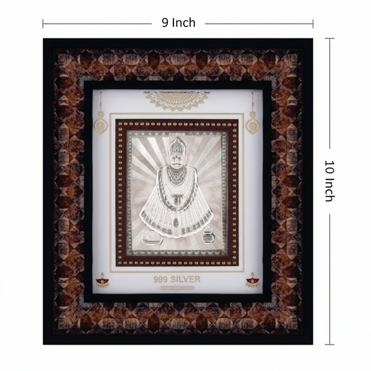 Khatu Shyam Frame - 999 Pure silver , 9 x 10 Inch