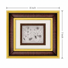 Laxmiji-Ganeshji Frame - 999 Pure silver , 7 x 8 Inch