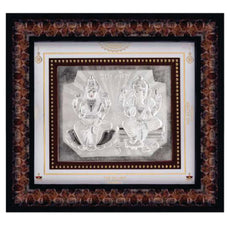 Laxmiji-Ganeshji Frame - 999 Pure silver , 10 x 11 Inch