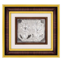 Laxmiji-Ganeshji Frame - 999 Pure silver , 10 x 11 Inch