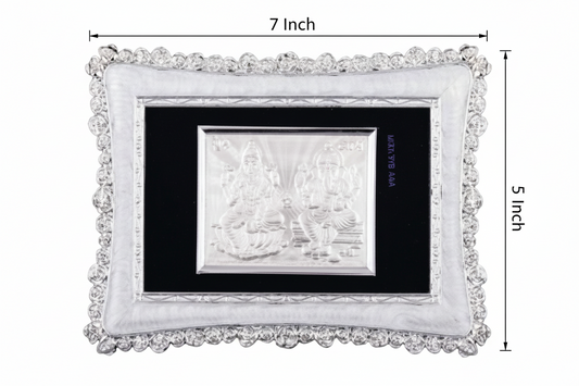 Ganeshji-Laxmiji Frame - 999 Pure silver , 5 x 7 Inch