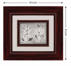Laxmiji-Ganeshji Frame - 999 Pure silver , 9 x 10 Inch