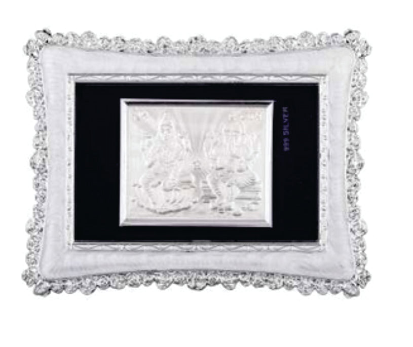 Ganeshji-Laxmiji Frame - 999 Pure silver , 5 x 7 Inch