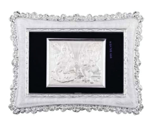 Ganeshji-Laxmiji Frame - 999 Pure silver , 5 x 7 Inch