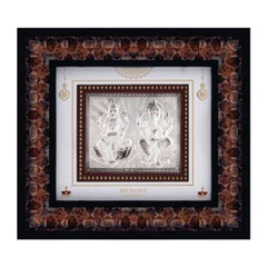 Laxmiji-Ganeshji Frame - 999 Pure silver , 9 x 10 Inch