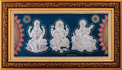 Laxmiji Ganeshji Saraswati L.G.S Frame - 999 Pure silver , 9.5 x 15.5 Inch