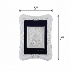 Laxmi Maa Frame - 999 Pure silver , 5 x 7 Inch
