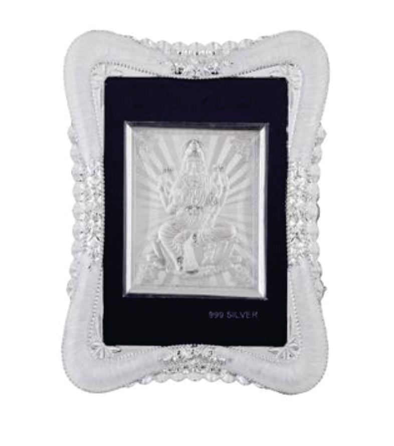 Laxmi Maa Frame - 999 Pure silver , 5 x 7 Inch