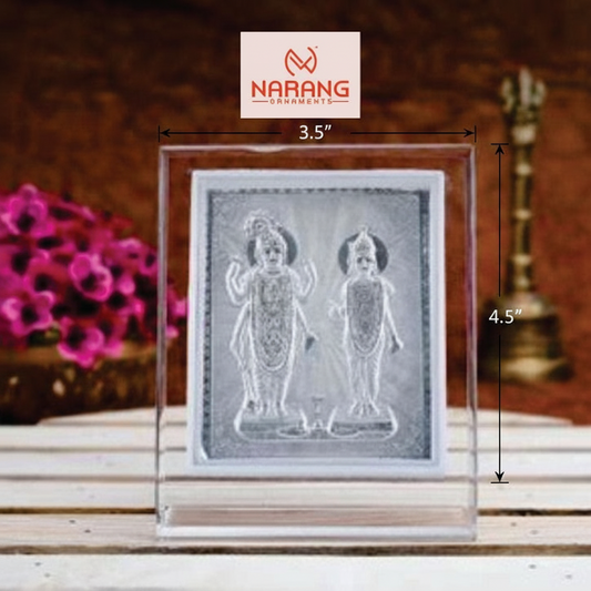 Laxmi Narayan Frame - 999 Pure silver , 3.5 x 4.5 Inch