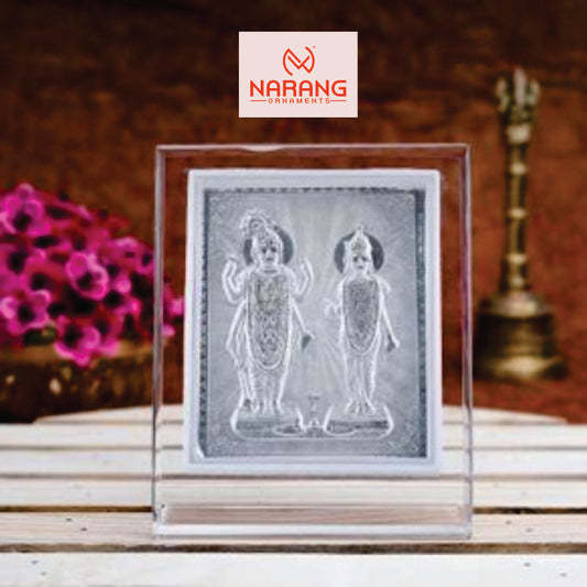 Laxmi Narayan Frame - 999 Pure silver , 3.5 x 4.5 Inch