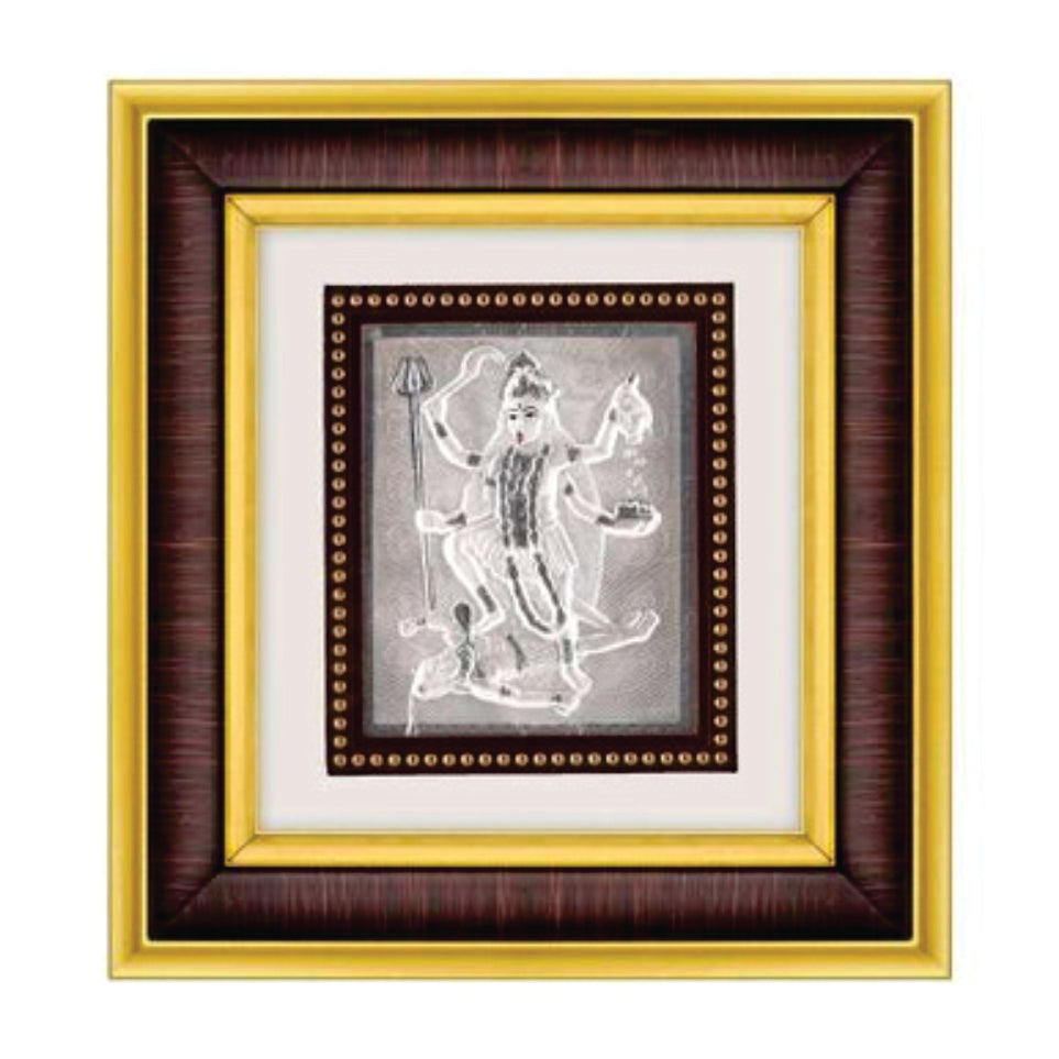 Mahakali Maa Frame - 999 Pure silver , 8.5 x 9.5 Inch