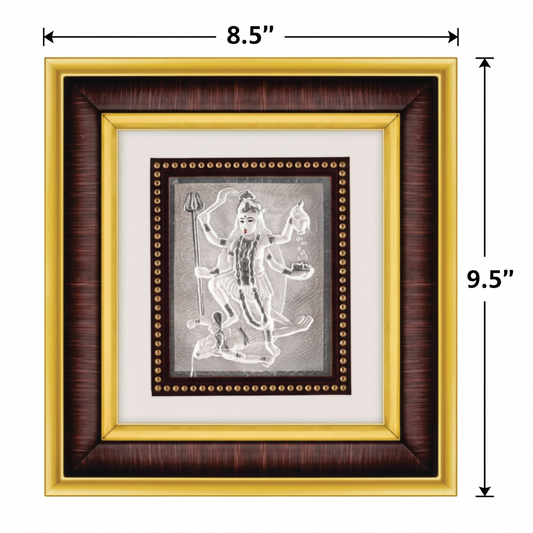 Mahakali Maa Frame - 999 Pure silver , 8.5 x 9.5 Inch