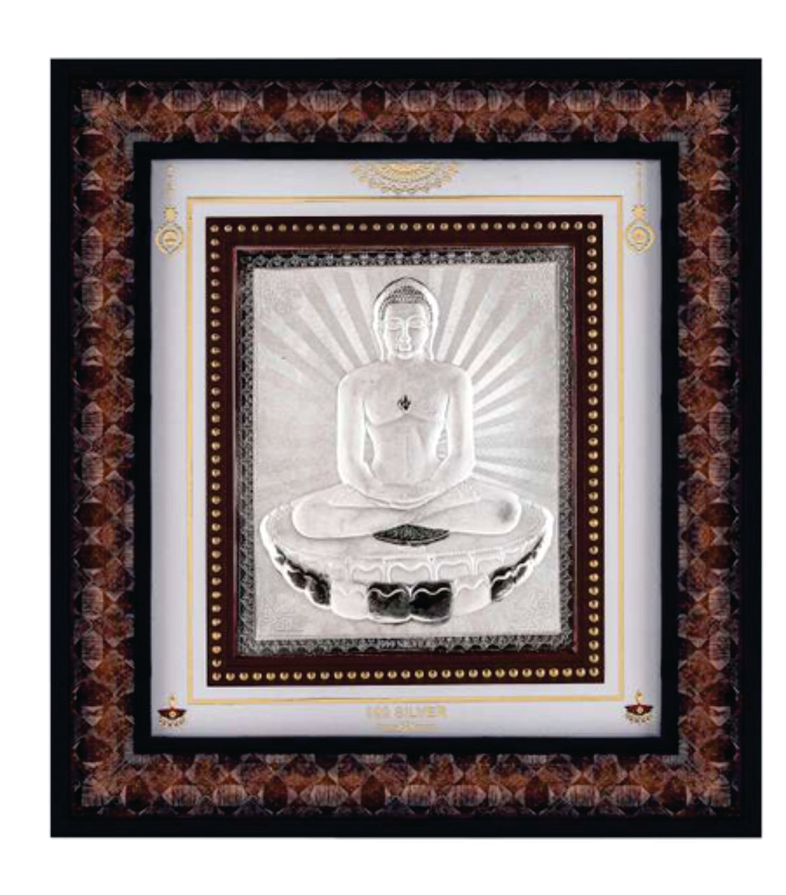 Mahavir Swani Frame - 999 Pure silver , 10 x 11 Inch