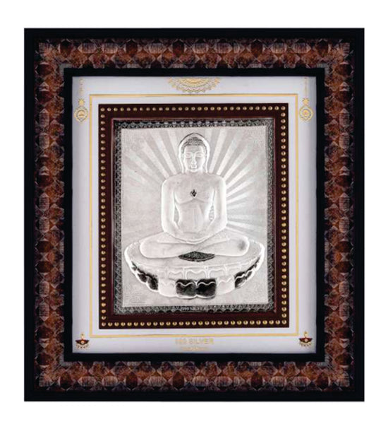 Mahavir Swani Frame - 999 Pure silver , 10 x 11 Inch