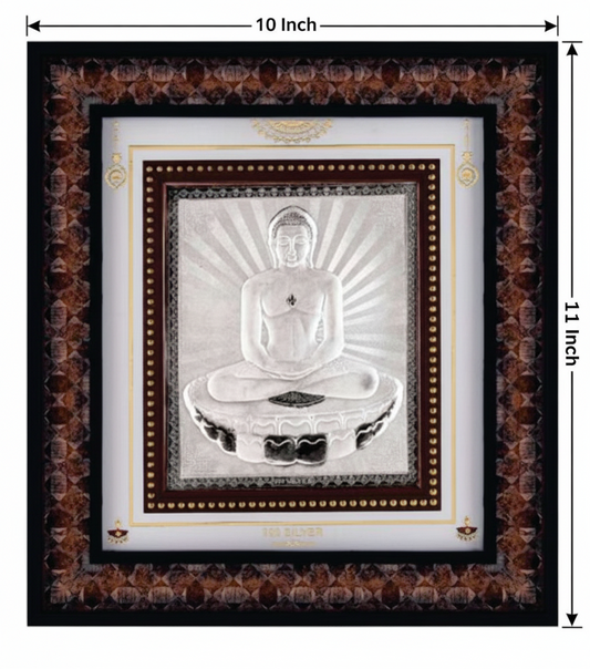 Mahavir Swani Frame - 999 Pure silver , 10 x 11 Inch