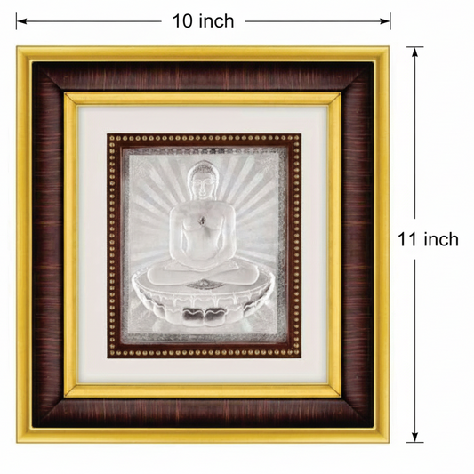 Mahavir Swami Frame - 999 Pure silver , 10 x 11 Inch