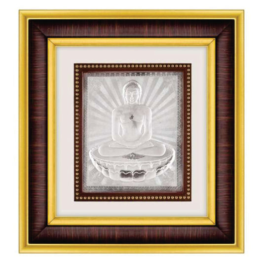 Mahavir Swami Frame - 999 Pure silver , 10 x 11 Inch