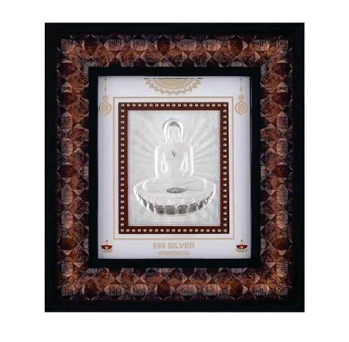 Mahavir Swami Frame - 999 Pure silver , 7 x 8 Inch