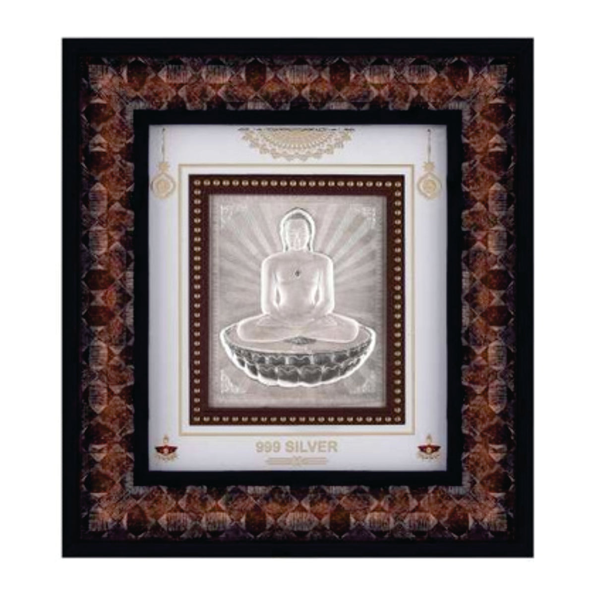 Mahavir Swami Frame - 999 Pure silver , 9 x 10 Inch