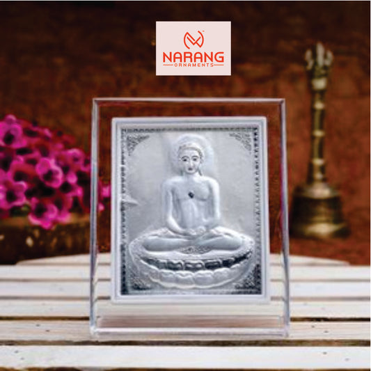 Mahavir Sawami Frame - 999 Pure silver , 3.5 x 4.5 Inch