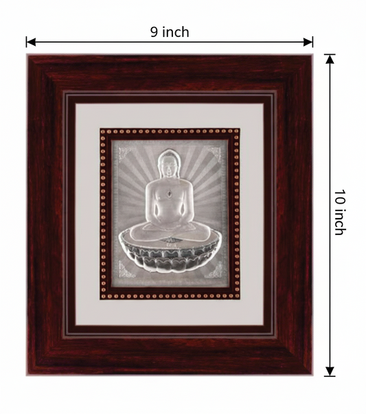 Mahavir Swami Frame - 999 Pure silver , 9 x 10 Inch