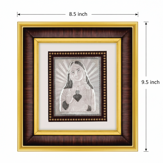 Mother Mary Frame - 999 Pure silver , 8.5 x 9.5 Inch
