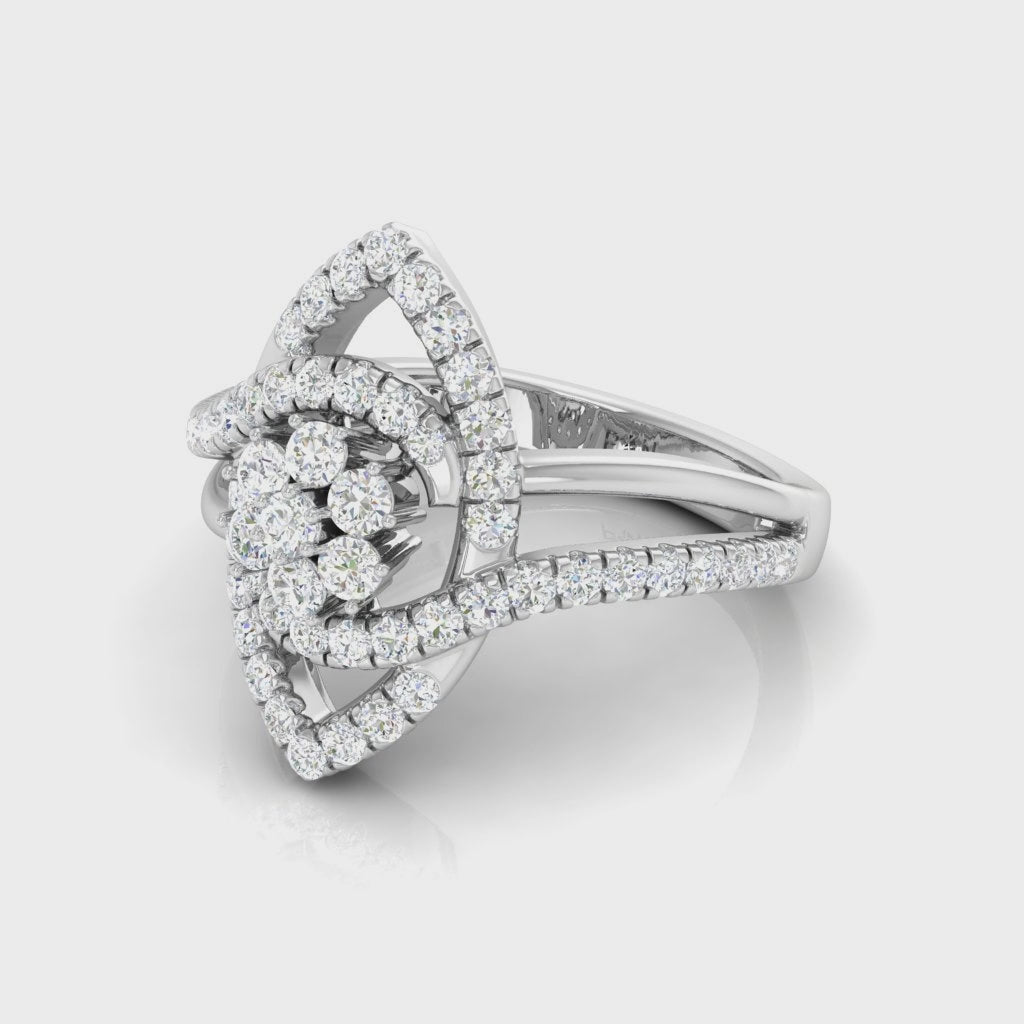Sparkling Diamond Teardrop Cluster Ring