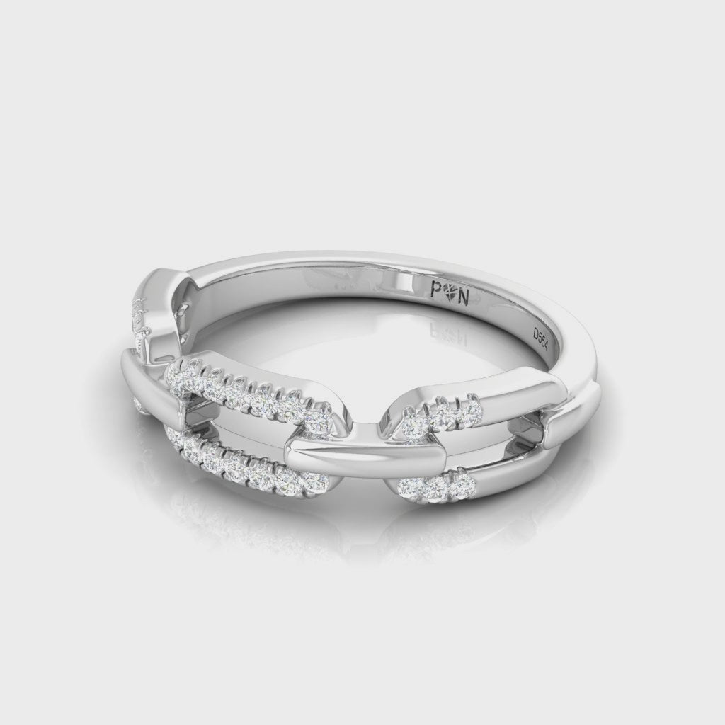 Modern Chain Link Diamond Fashion Ring